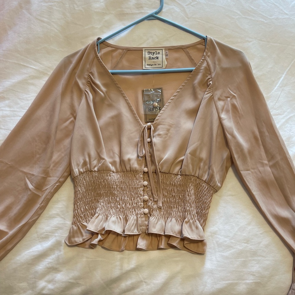 Blush pink ruched top NWT size small
